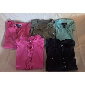 Lot of Womens Petite Medium PM Short Sleeve Shirts Mixed Brands Casual Tops